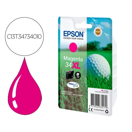 Ink-jet epson work force pro wf-3720dwf/3725dwf magenta 34xl durabrite ultra ink 950 paginas