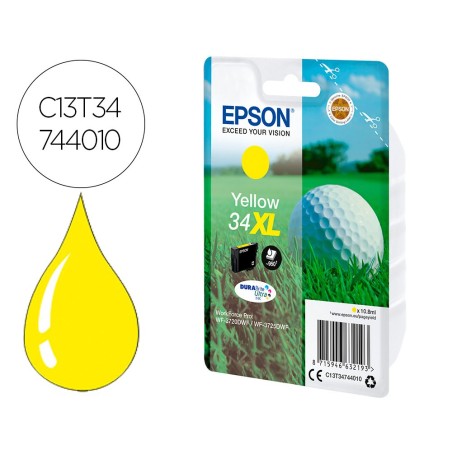 Ink-jet epson work force pro wf-3720dwf/3725dwf amarillo 34xl durabrite ultra ink 950 paginas