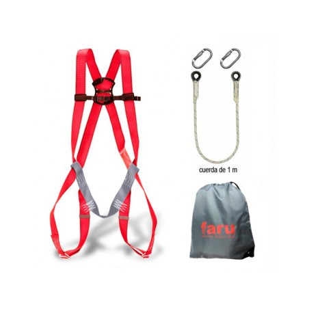Conjunto anticaidas faru arnes p01  cuerda c170  2 mosquetones virola  bolsa porta arnes