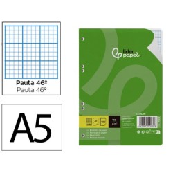 Recambio liderpapel din a5 100 hojas 75g/m2 rayado nº 46 6 taladros