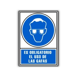 Pictograma archivo 2000 obligatorio uso de gafas pvc azul luminiscente 210x297 mm