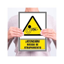 Pictograma archivo 2000 atencion riesgo de atrapamiento pvc amarillo luminiscente 210x297 mm