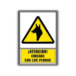 Pictograma archivo 2000 atencion cuidado con los perros pvc amarillo luminiscente 210x297 mm