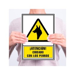Pictograma archivo 2000 atencion cuidado con los perros pvc amarillo luminiscente 210x297 mm