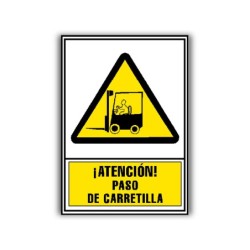 Pictograma archivo 2000 atencion paso de carretilla pvc amarillo luminiscente 210x297 mm
