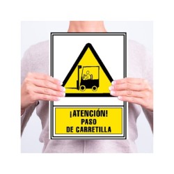 Pictograma archivo 2000 atencion paso de carretilla pvc amarillo luminiscente 210x297 mm