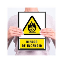 Pictograma archivo 2000 riesgo de incendio pvc amarillo luminiscente 210x297 mm