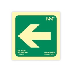 Pictograma archivo 2000 flecha izquierda pvc verde luminiscente 224x224 mm