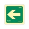Pictograma archivo 2000 flecha izquierda pvc verde luminiscente 224x224 mm