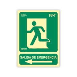 Pictograma archivo 2000 salida de emergencia izquierda pvc verde luminiscente 160x320 mm