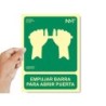 Pictograma archivo 2000 empujar barra para abrir puerta pvc verde luminiscente 224x300 mm