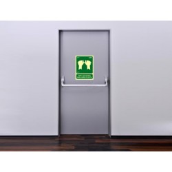 Pictograma archivo 2000 empujar barra para abrir puerta pvc verde luminiscente 224x300 mm