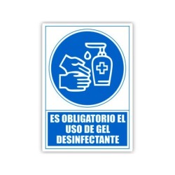 Pictograma archivo 2000 obligatorio el uso de gel desinfectante pvc color azul 210x297 mm