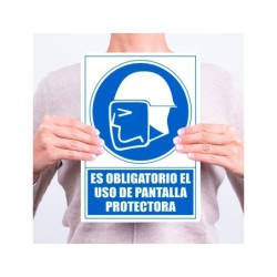 Pictograma archivo 2000 obligatorio uso de pantalla protectora pvc color azul 210x297 mm