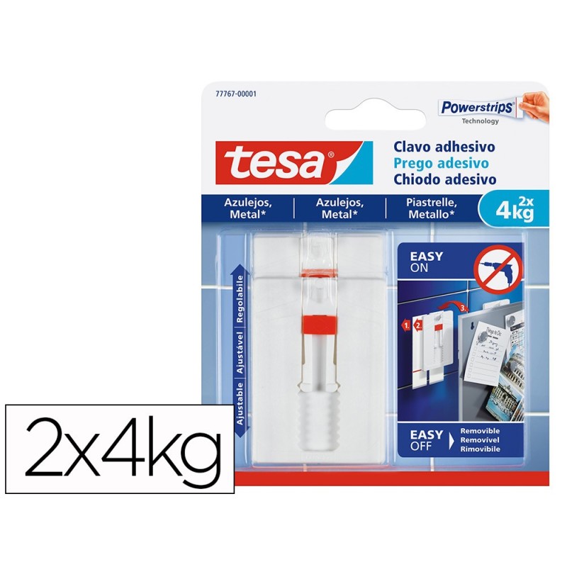 Clavo autoadhesivo tesa sujecion hasta 4 kg uso azulejos removible blister de 2 unidades Clavo autoadhesivo tesa sujecion hasta 4 kg uso azulejos removible blister de 2 unidades