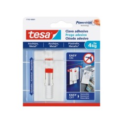 Clavo autoadhesivo tesa sujecion hasta 4 kg uso azulejos removible blister de 2 unidades