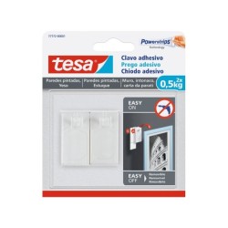 Clavo autoadhesivo tesa sujecion hasta 0,5 kg uso paredes pintadas removible blister de 2 unidades