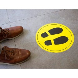 Circulo de señalizacion adhesivo apli para suelo pvc 100 mc pies color amarillo/negro diametro 30 cm