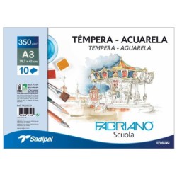 Bloc dibujo acuarela sadipal fabriano espiral din a3 10 hojas 350 g/m2 grano suave