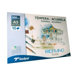 Bloc dibujo acuarela sadipal fabriano espiral din a3 10 hojas 350 g/m2 grano suave