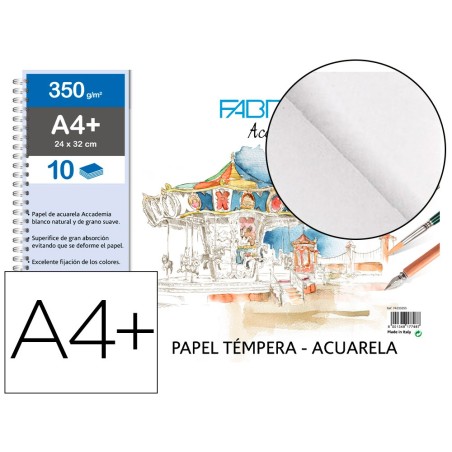 Bloc dibujo acuarela sadipal fabriano espiral din a4 10 hojas 350 g/m2 grano suave