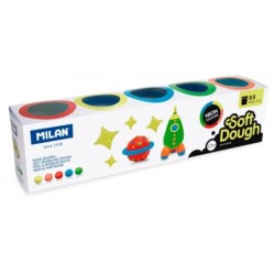 Pasta milan para modelar soft dough neon caja de 5 botes colores surtidos 142 g
