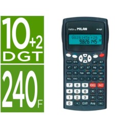Calculadora milan cientifica m240 black 2 lineas 240 funciones 102 digitos color negra con tapa color gris