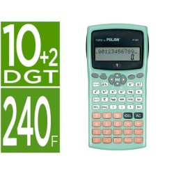 Calculadora milan cientifica m240 silver 2 lineas 240 funciones 102 digitos color verde turquesa con tapa color