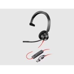 Auricular plantronics blackwire 3310 diadema cable usb-c/a monoaural con microfo no y cert. microsoft teams