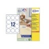 Etiqueta adhesiva avery blanca redonda removible para laser ink-jet fotocopiadora 60 mm caja de 240 unidades