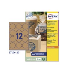 Etiqueta adhesiva avery kraft efecto carton redonda 60 mm removible para laser ink-jet caja de 300 unidades