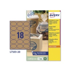 Etiqueta adhesiva avery kraft efecto carton ovalada 63,5x42,3 mm removible laser ink-jet caja de 320 unidades