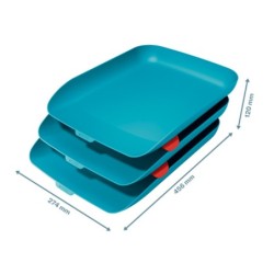 Bandeja sobremesa plastico leitz cosy set de 3 unidades azul 274x120x456 mm