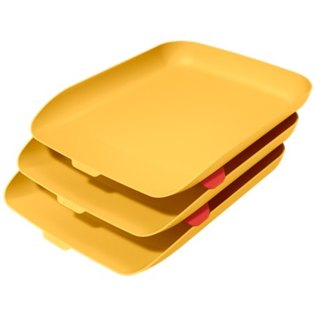 Bandeja sobremesa plastico leitz cosy set de 3 unidades amarillo 274x120x456 mm