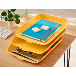 Bandeja sobremesa plastico leitz cosy set de 3 unidades amarillo 274x120x456 mm