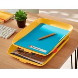Bandeja sobremesa plastico leitz cosy set de 2 unidades amarillo 274x81x407 mm