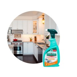 Limpiador desinfectante sanytol para cocinas con pistola pulverizadora bote de 750 ml