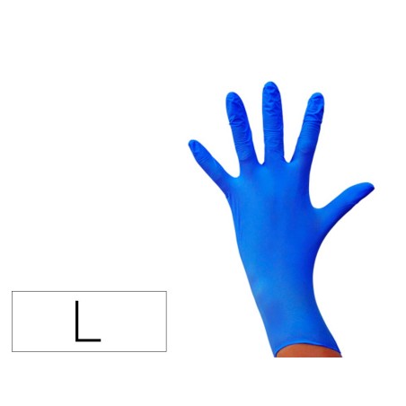 Guantes de nitrilo desechable sensitive sin polvo talla l grande color azul caja de 100 unidades