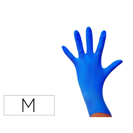 Guantes de nitrilo desechable sensitive sin polvo talla m mediana color azul caja de 100 unidades