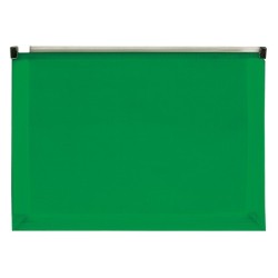 Carpeta dossier liderpapel a4 cierre de cremallera verde translucido
