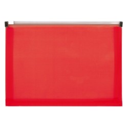 Carpeta dossier liderpapel a4 cierre de cremallera rojo translucido