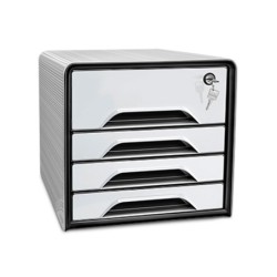 Fichero cajones de sobremesa cep smoove secure con cerradura 4 cajones color blanco/negro 288x360x270 mm