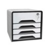 Fichero cajones de sobremesa cep smoove secure con cerradura 4 cajones color blanco/negro 288x360x270 mm
