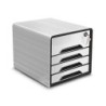 Fichero cajones de sobremesa cep smoove secure con cerradura 4 cajones color blanco/negro 288x360x270 mm