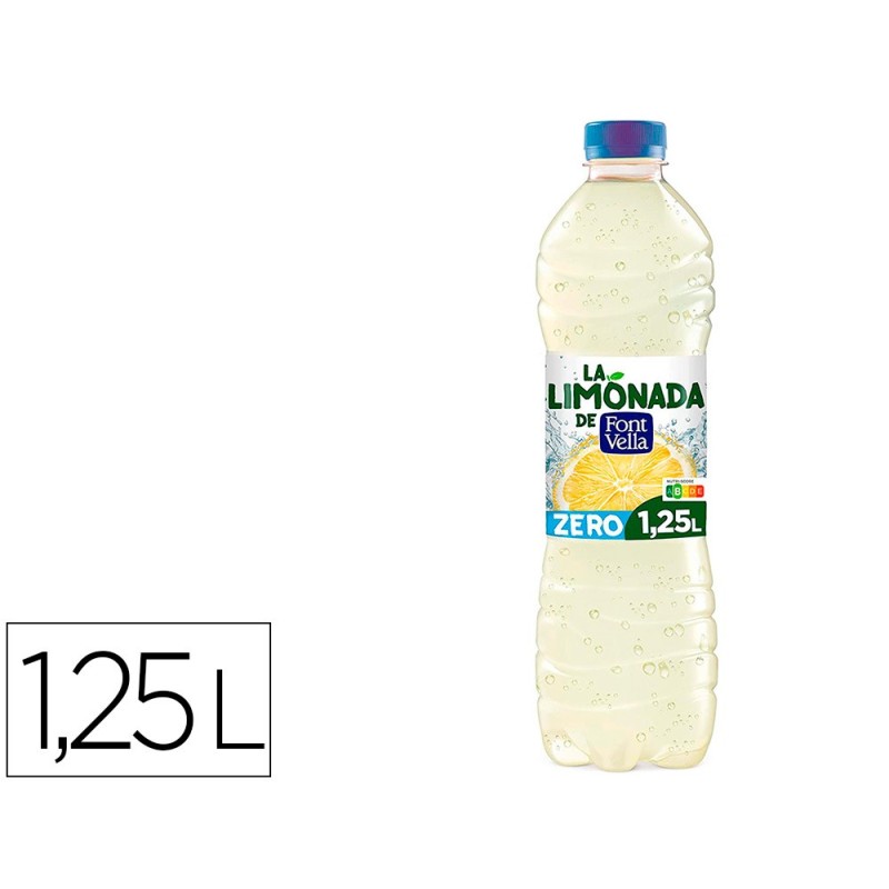 Agua mineral natural font vella limonada zero con zumo de limon botella 1,25 l