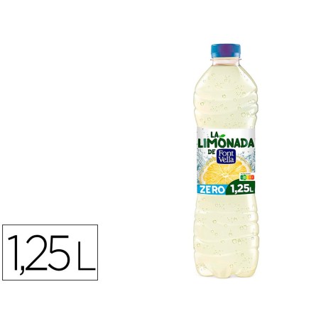 Agua mineral natural font vella limonada zero con zumo de limon botella 1,25 l