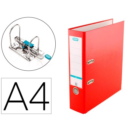 Archivador de palanca elba top carton compacto polipropileno con rado din a4 lomo de 80 mm rojo