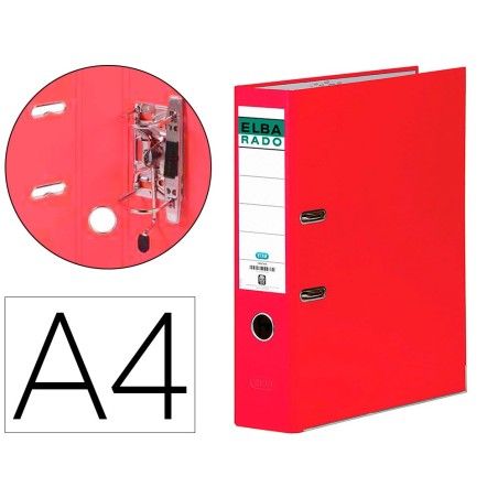Archivador de palanca elba chic carton forrado pvc con rado din a4 lomo de 80 mm rojo