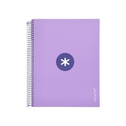 Cuaderno espiral a4 micro antartik tapa forrada 120h 90 gr horizontal 5 bandas 4 taladros color lavanda