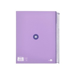 Cuaderno espiral a4 micro antartik tapa forrada 120h 90 gr horizontal 5 bandas 4 taladros color lavanda